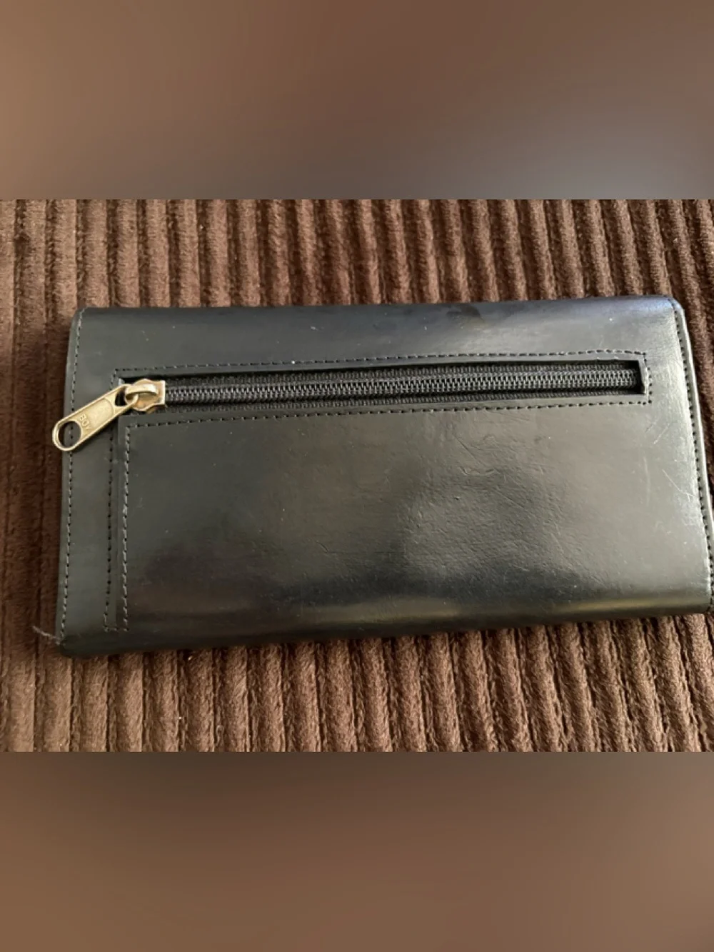 Vintage Ladies Coach Black Leather Envelope Wallet - Classic Minimalist